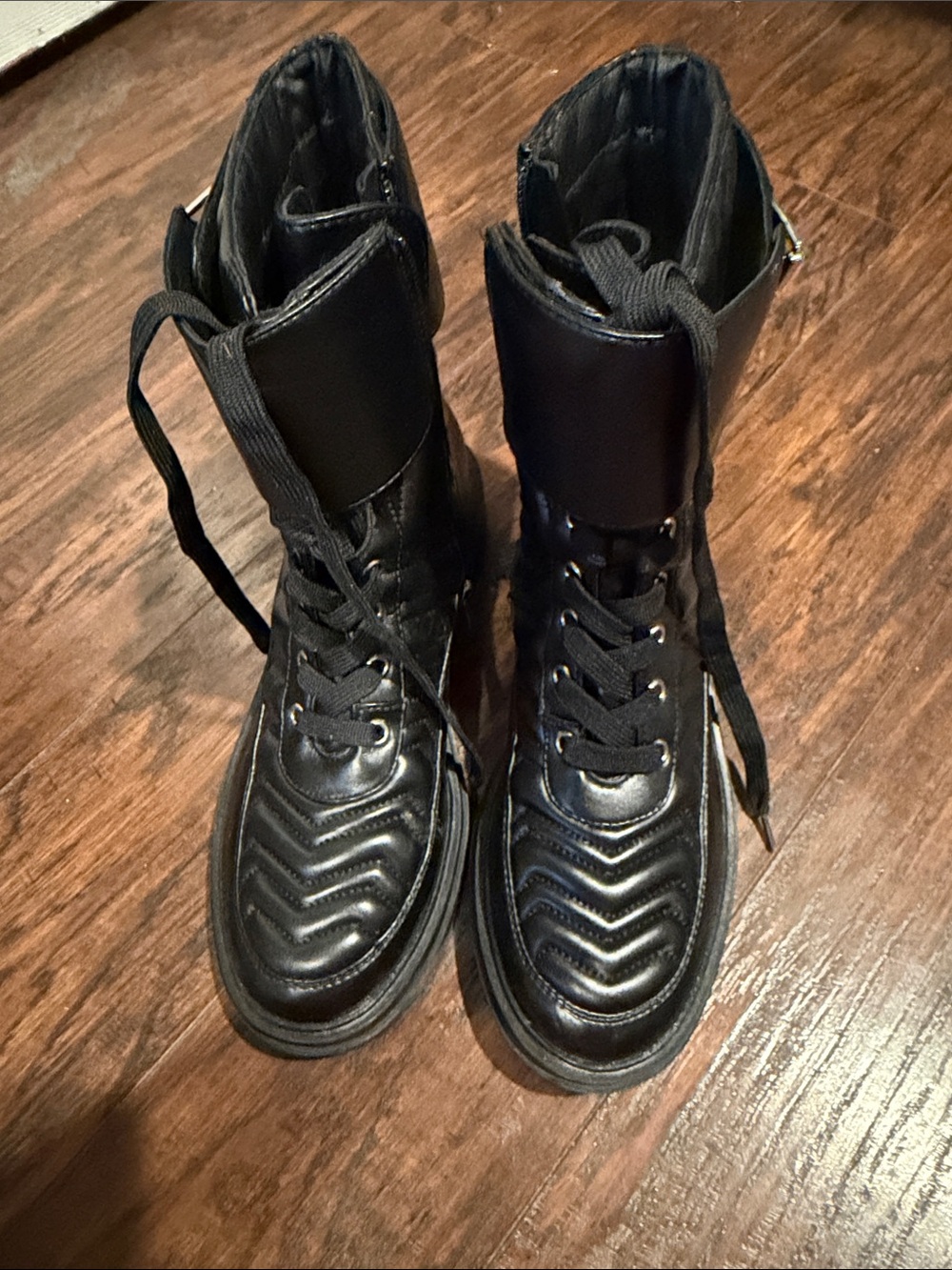 Nine West Black Lace-Up Combat Boots Sz 8.5